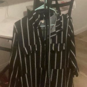 Black and white striped dress